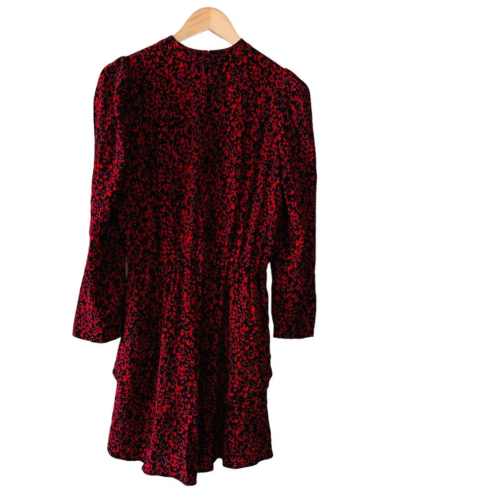 Zara Red Leopard Print Mock Neck Layered Dress Size Small